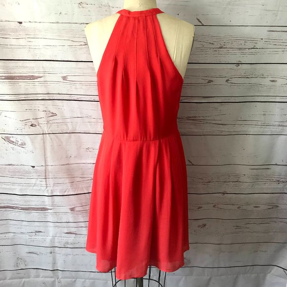 Parker NY Women's Orange Nicole Stud-Front Sleeveless 100% Silk Dress - Picture 5 of 10